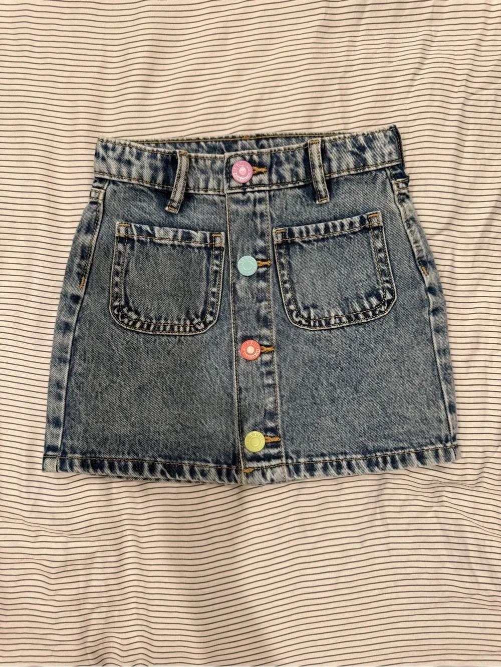 Old Navy Blue Denim Mini Skirt with Multicolor Buttons